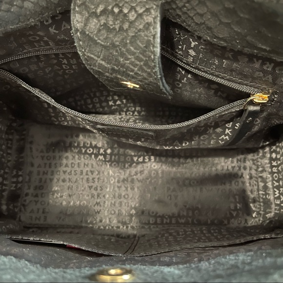 KATE SPADE suede black snake pattern top handle/crossbody bag - Picture 4 of 5